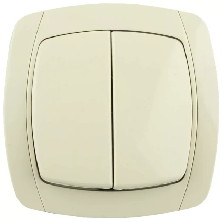 Выключатель СВЕТОЗАР &quot;CITY LIGHT&quot; двухклавишный в сборе, бежевый, 10А/~250В SV-54234-B купить в Магнитогорске