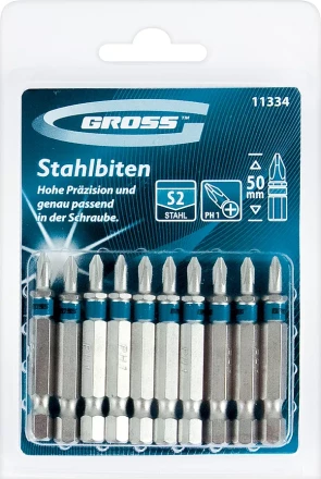 Набор бит РZ3х50, сталь S2, 10шт GROSS 11346 купить в Магнитогорске
