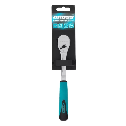 Ключ-трещотка 1/4&quot; Gross 14053, CrV, 90 зубьев, усиленный, хром купить в Магнитогорске