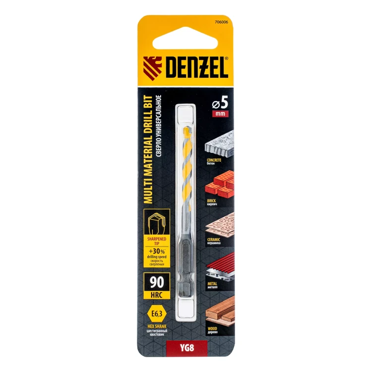 Сверло универсальное, Multi cut, 5 мм Denzel 706006 купить в Магнитогорске