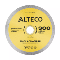 Диск алмазный по керамической плитке ALTECO 300x25.4x2 мм 66529