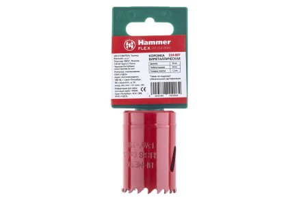 Коронка биметаллическая HAMMER Ф35х38мм 5/8&quot; BiMETALL (224-007) купить в Магнитогорске