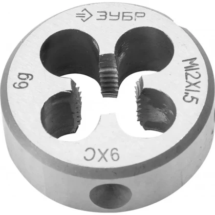 Плашка ЗУБР &quot;МАСТЕР&quot; круглая ручная для нарезания метрической резьбы, мелкий шаг, М12 x 1,5 4-28022-12-1.5 купить в Магнитогорске