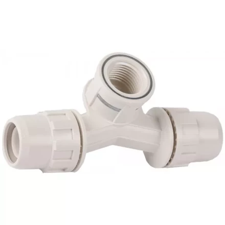 Тройник ЗУБР &quot;ШиреФит&quot; переходной со смещением &quot;штуцер с гайкой - внутренняя резьба - штуцер с гайкой&quot;, 20мм-1/2&quot;-20мм 51504-20-1/2-20 купить в Магнитогорске