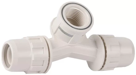 Тройник ЗУБР &quot;ШиреФит&quot; переходной со смещением &quot;штуцер с гайкой - внутренняя резьба - штуцер с гайкой&quot;, 20мм-1/2&quot;-20мм 51504-20-1/2-20 купить в Магнитогорске