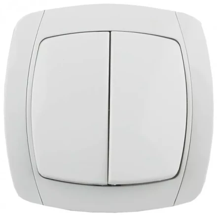 Выключатель СВЕТОЗАР &quot;CITY LIGHT&quot; двухклавишный в сборе, белый, 10А/~250В SV-54234-W купить в Магнитогорске