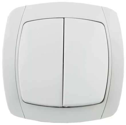 Выключатель СВЕТОЗАР &quot;CITY LIGHT&quot; двухклавишный в сборе, белый, 10А/~250В SV-54234-W купить в Магнитогорске