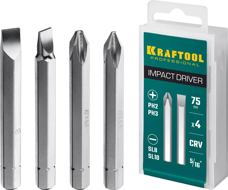 Биты для ударно-поворотных отверток KRAFTOOL 25552 купить в Магнитогорске