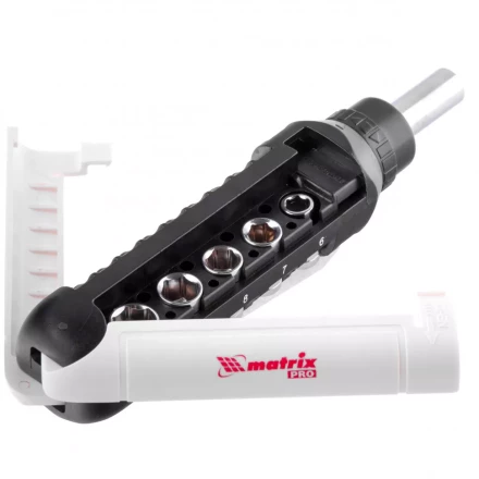 Отвертка реверсивная с набором бит и торцевых головок 15 шт CrV Matrix Pro 13343 купить в Магнитогорске