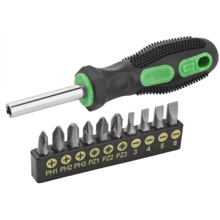 Набор URAGAN: Отвертки с двухкомпонентной рукояткой, SL3, 4, 5, 6. PH1, 2, 3, PZ: 1, 2, 3, 10 предм 25188-H10 купить в Магнитогорске