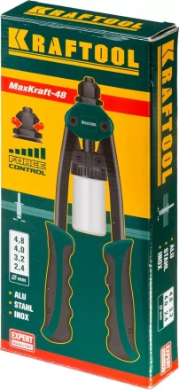 Заклепочник двуручный силовой компактный, KRAFTOOL &quot;MaxKraft-48&quot; 31161, для заклёпок d=2,4-4,8 мм из Al, стали, нерж стали, усил литой корпус 31161 купить в Магнитогорске