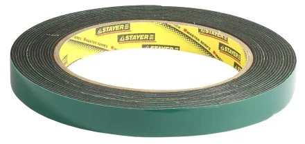 Двухсторонняя клейкая лента на вспененной основе, STAYER Professional 12233-12-05, черная, 12мм х 5м 12233-12-05 купить в Магнитогорске