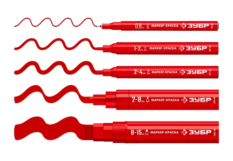 ЗУБР МК-800 красный, 2-8 мм клиновидный маркер-краска (06327-3) купить в Магнитогорске