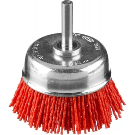 ЗУБР &quot;ПРОФЕССИОНАЛ&quot;. Щетка чашечная для дрели, нейлоновая проволока с абразивным покрытием, 63мм 35165-063_z02 купить в Магнитогорске