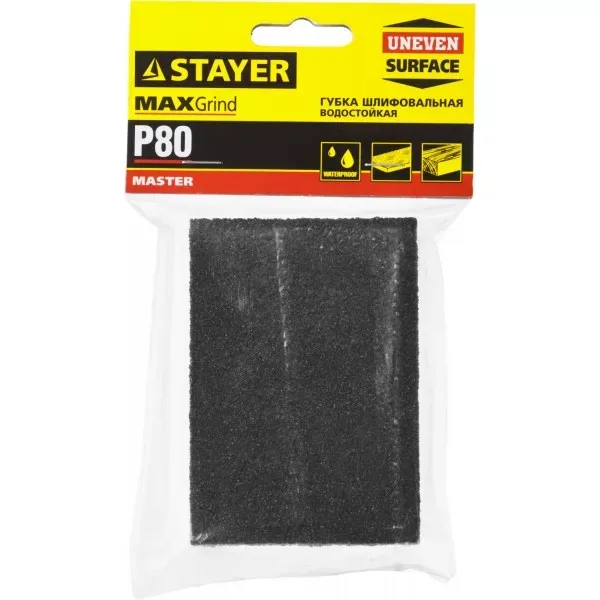 Губка шлифовальная STAYER "MASTER" четырехсторонняя, зерно - оксид алюминия, Р80; 100 x 68 x 26 мм. 3560-2_z01 купить в Магнитогорске