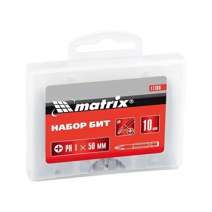 Набор бит Ph2 x 50 мм сталь 45Х 10 штук в пласт. боксе MTX 113829 купить в Магнитогорске
