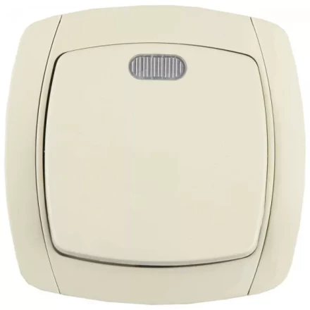 Выключатель СВЕТОЗАР &quot;CITY LIGHT&quot; одноклавишный в сборе, с подсветкой, бежевый, 10А/~250В SV-54231-B купить в Магнитогорске