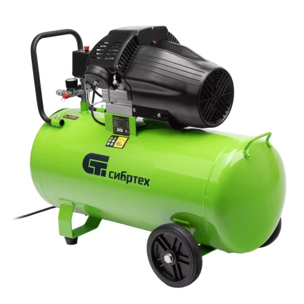 Компрессор воздушный Сибртех КК-2200/100 58009, 2,2 кВт, 350 л/мин, 100 л, прямой привод, масляный купить в Магнитогорске