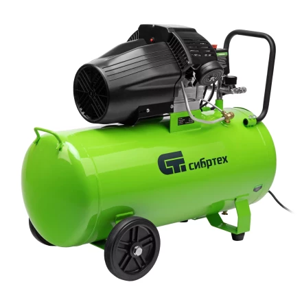 Компрессор воздушный Сибртех КК-2200/100 58009, 2,2 кВт, 350 л/мин, 100 л, прямой привод, масляный купить в Магнитогорске
