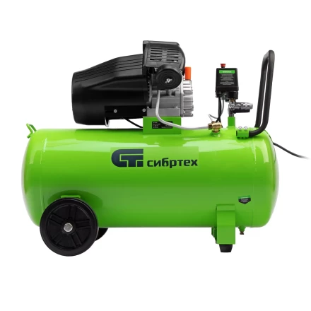 Компрессор воздушный Сибртех КК-2200/100 58009, 2,2 кВт, 350 л/мин, 100 л, прямой привод, масляный купить в Магнитогорске