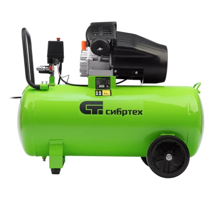 Компрессор воздушный Сибртех КК-2200/100 58009, 2,2 кВт, 350 л/мин, 100 л, прямой привод, масляный купить в Магнитогорске