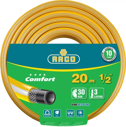 Шланг RACO &quot;COMFORT&quot; поливочный, 30атм., армированный, 3-х слойный, 1/2&quot;х20м 40303-1/2-20 купить в Магнитогорске