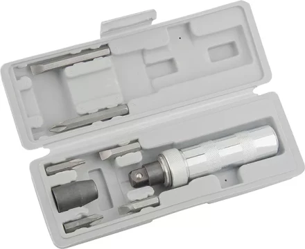 Отвертка ударно-поворотная 1/2&quot;, набор бит, 6 шт., в пласт. боксе  MATRIX 11575 купить в Магнитогорске