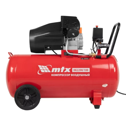 Компрессор воздушный MTX КК-2200/100, 2,2 кВт, 350 л/мин, 100 л, прямой привод, масляный купить в Магнитогорске
