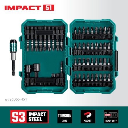 Набор ударных торсионных бит KRAFTOOL Impact, Cr-Mo-V-Nb сталь 26066-H51 купить в Магнитогорске