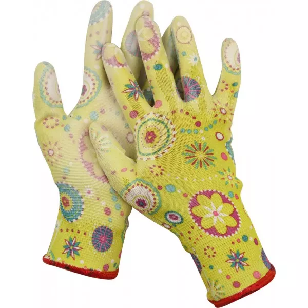 Перчатки GRINDA садовые, прозрачное PU покрытие, 13 класс вязки, зеленые, размер S 11290-S купить в Магнитогорске
