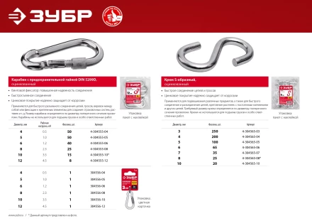 ЗУБР DIN 5299D, 10 мм, 15 шт, карабин с предохранительной гайкой (4-304555-10) купить в Магнитогорске