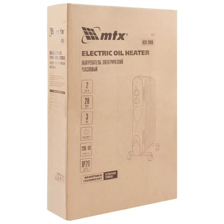 Масляный обогреватель MTX OCH-2000, 230 В, 2000 Вт // MTX 98303 купить в Магнитогорске