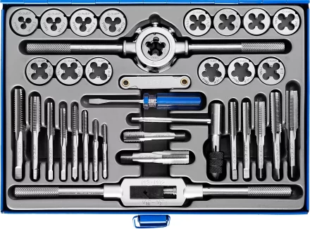 Набор метчиков и плашек ЗУБР &quot;ПРОФЕССИОНАЛ&quot;, сталь Р6М5, 35 предметов 28110-H35 купить в Магнитогорске