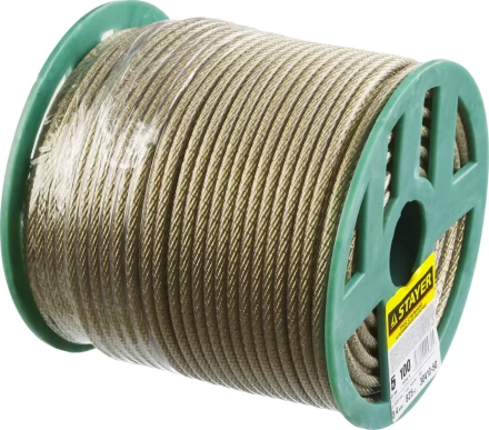 Трос стальной в полимерной оболочке, d=5,0 мм, L=100 м, STAYER Master 30410-50 30410-50 купить в Магнитогорске