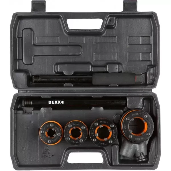 Набор DEXX: Клуппы трубные, с трещоткой 620мм, №4: 1/2", 3/4", 1", 1 1/4" 28280-H4 купить в Магнитогорске