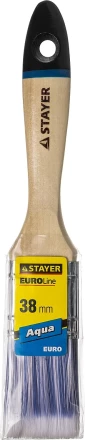 Кисть плоская STAYER &quot;EURO&quot;, &quot;AQUA&quot; для воднодисперсионных и акриловых ЛКМ, искусств щетина, деревя ручка, 1,5&quot;/38мм 01062-038 купить в Магнитогорске