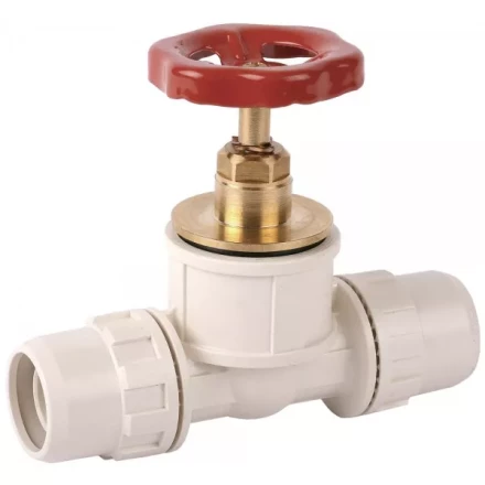 Кран ЗУБР &quot;ШиреФит&quot; запорный в сборе &quot;штуцер с гайкой - кран запорный с маховиком - штуцер с гайкой&quot;, 26мм 51571-26 купить в Магнитогорске