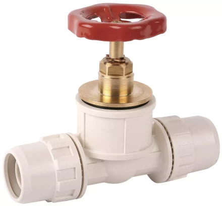 Кран ЗУБР &quot;ШиреФит&quot; запорный в сборе &quot;штуцер с гайкой - кран запорный с маховиком - штуцер с гайкой&quot;, 26мм 51571-26 купить в Магнитогорске