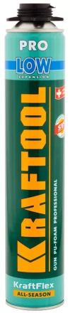 Пена &quot;PREMIUM LOW&quot; профессиональная, монтажная, пистолетная, всесезонная, 800мл, KRAFTOOL 41181_z01 купить в Магнитогорске