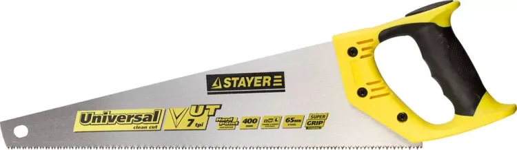 Ножовка универсальная (пила) STAYER Universal 400 мм, 7 TPI, закаленный зуб, рез вдоль и поперек волокон, для средних заготовок, фанеры, ДСП, МДФ 1510-40_z01 купить в Магнитогорске