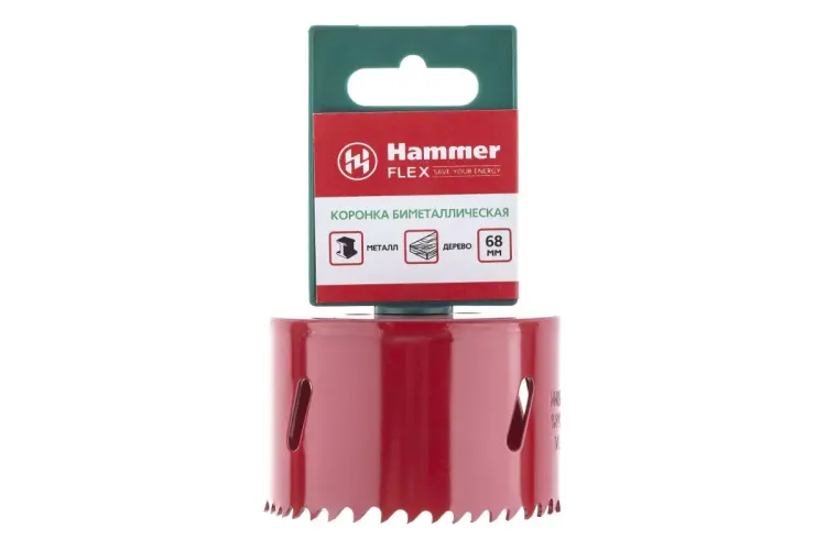 Коронка биметаллическая HAMMER Ф68х38мм 5/8" BiMETALL (224-013) купить в Магнитогорске