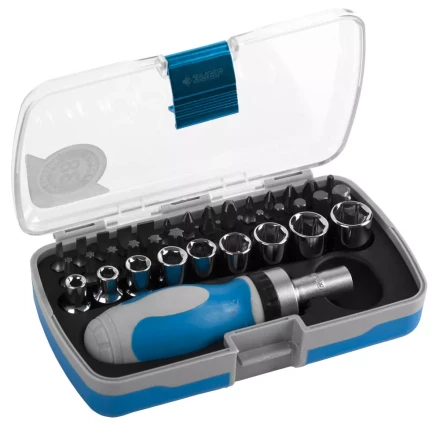 Набор ЗУБР Отвертка &quot;ЭКСПЕРТ&quot; реверс.с насадками, 2-хкомпон. ручка, HEX1/4&quot; - SQ1/4&quot;,в пласт. боксе, 38 пред. 25288-H38 купить в Магнитогорске