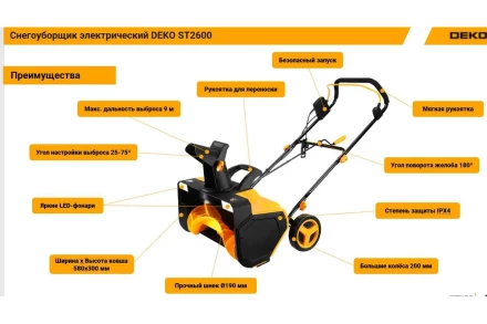 Снегоуборщик электрический ST2700R DEKO купить в Магнитогорске