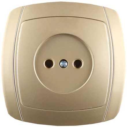 Розетка СВЕТОЗАР &quot;АКЦЕНТ&quot; одинарная в сборе, без заземления, цвет золотой металлик, 16А/~250В SV-54200-GM купить в Магнитогорске