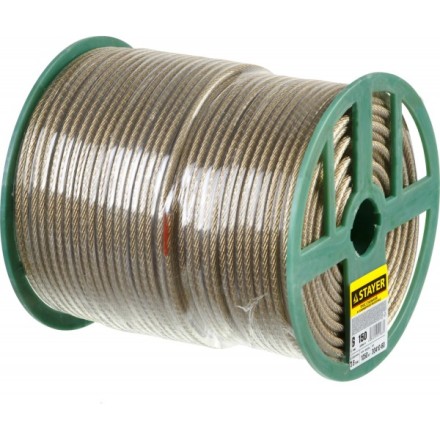 Трос стальной в полимерной оболочке, d=6,0 мм, L=150 м, STAYER Master 30410-60 30410-60 купить в Магнитогорске