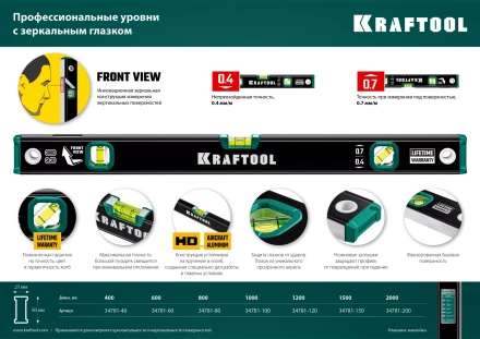 Профессиональный уровень с зеркальным глазком KRAFTOOL 34781-80 купить в Магнитогорске