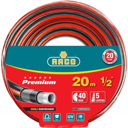 Шланг RACO "PREMIUM" поливочный, 40атм., армированный, 3-х слойный, 1/2"х20м 40300-1/2-20 купить в Магнитогорске