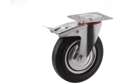 Аппаратное поворотное колесо с тормозом HITCH 125*34 резина черная SCb55 (SZ084867)