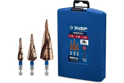 ЗУБР КОБАЛЬТ 3 шт, 4-32мм, винтовая проточка, набор ступенчатых сверл, ПРОФЕССИОНАЛ (29674-4-32-H3)