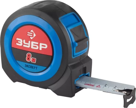 Рулетка ЗУБР, сверхширок полотно, особо длинный вылет, нейлон покрытие, упрочненный двухкомп корпус, 8м/27мм 34059-08-27 купить в Магнитогорске